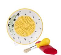 Handmade Ceramic Garlic Grater - 4 Pcs Garlic Press - Natural Ginger & Cheese Grinder - Decorative Mincer - Honey Yellow