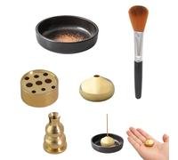 Handmade Ceramic Incense Burner Set with Brass Holders, 5-Piece Aroma Bowl for Meditation, Yoga and Home Decor