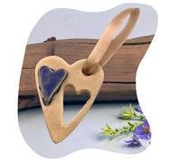 Handmade Ceramic Pottery Heart Ornament, Rustic Neutral Clay Hanging Decoration for Home Décor, Artisan Pottery Keepsake, 7cm x 5.5cm (A)