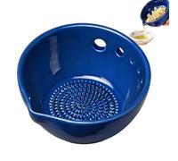 Handmade Ceramic Stripper Bowl, Garlic Grater Dish | 2 in 1 Garlic Plate Grater Vegetable Chopper for Kitchen Apartment Baking Cooking Grinding