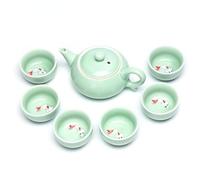 Handmade Ceramic Tea Set,Chinese Porcelain Tea Set Celadon Tea Sets 6pcs Teacup 1pcs Teapot Kungfu Tea Set Chinese Style Gaiwan Teacups Teware Coffeeware