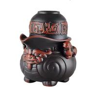 Handmade Ceramic Teapot Set, Chinese Pixiu Teapot and Teacup Set, Zisha Kung Fu Porcelain Teapot, Purple Clay Tea Sets (Black)