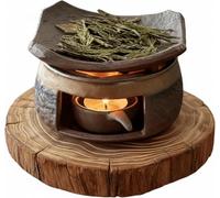 Handmade Ceramic Teapot Warmer & Wax Melt Burner, Cedar & Zen Aromatherapy Candle Stove with Stable Base for Meditation, Relaxation & Home Spa Decor