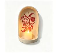 Handmade Ceramic Wall Candle Holders, Decorative Wall Sconces for Candles, Farmhouse Wall Decor Candle Sconces with Candle Tray, Aesthetic Candle Holders Set for Meditation, Altar, Living Room (A)