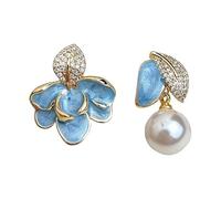 Handmade Ceramic Women’s Earrings, Blue Drop Shape with Colorful Accents, Traditional Style with Modern Twist