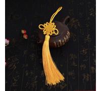 Handmade Chinese Knot Tassel Silk Flower Tassel Trim Decorative Garment for Curtains, Handmade Chinese Knot Pendant, Festive Supplies (Yellow)