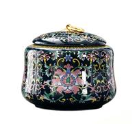 Handmade Chinoiserie Enamel Ginger Jar With Lid, Decorative Ceramic Storage Canister For Nuts & Snacks, Asian Style Flower Vase Home Decor, 900ml Colorful Kitchen Food Jar, Housewarming Gift(Black)