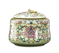Handmade Chinoiserie Enamel Ginger Jar With Lid, Decorative Ceramic Storage Canister For Nuts & Snacks, Asian Style Flower Vase Home Decor, 900ml Colorful Kitchen Food Jar, Housewarming Gift(Blue)