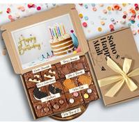 Handmade Chocolate Brownie - Birthday Brownie Gift (Happy Birthday, Box of 12 Chocolate Mixed Brownie)