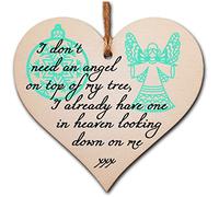 Handmade Christmas Hanging Wooden Heart Plaque Decoration Gift to Remember Lost Loved Ones festive bauble