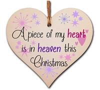 Handmade Christmas Hanging Wooden Heart Plaque Decoration Gift to Remember Lost Loved Ones festive bauble