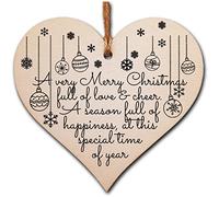 Handmade Christmas Hanging Wooden Heart Plaque Decoration Gift to wish someone special a merry xmas festive bauble