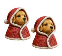 Handmade Christmas Hooded Golden Retriever Figurine, Mini Cute Christmas Cloak Golden Retriever Dog Statue, Holiday Dog Resin Decoration Tabletop Decoration Gift for Dogs Lovers (2Pcs)