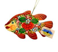 Handmade Christmas Ornament Fish Wooden Tree Deorations Hand-Painted on Both Sides 3.9 х 2.8 х 0.2 inch. Beautiful Christmas Rustic Ornaments Made in Ukraine