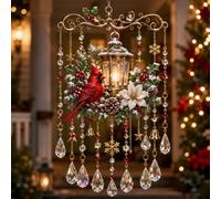 Handmade Christmas Stained Glass Window Hanging Hummingbird Wind Chime (01)