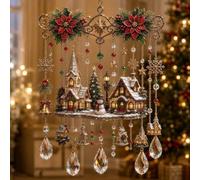 Handmade Christmas Stained Glass Window Hanging Hummingbird Wind Chime (14)