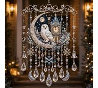 Handmade Christmas Stained Glass Window Hanging Hummingbird Wind Chime (19)
