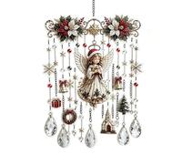 Handmade Christmas Stained Glass Window Hanging Wind Chimes (Angel)