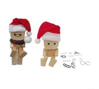 Handmade Christmas Wooden Man with Swinging Feet and 12 Magnetic Faces, Decorative Figurine for Car or Office Desk Display (2)