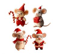 Handmade Christmas Wool Felt Mouse Ornament, Cute Needle Felted Mouse Doll, Mini Mice Figurine, Christmas Holiday Home Docor Gifts for Holiday Desktop Display or Home Decoration