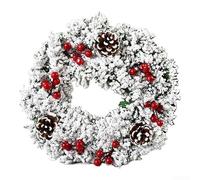 Handmade Christmas Wreath Decor, 32Cm Diameter PVC Simulation Holiday Wreath For Indoor/Outdoor Use, Festive Red & Green Decorative Door Hanging With Easy Loop(E)