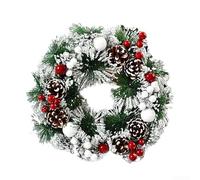 Handmade Christmas Wreath Decor, 32Cm Diameter PVC Simulation Holiday Wreath For Indoor/Outdoor Use, Festive Red & Green Decorative Door Hanging With Easy Loop(D)