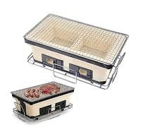 Handmade Clay BBQ Grill with High-Temperature Grates, Portable & Versatile for Indoor/Outdoor Cooking - Perfect for Barbecue Lovers and Outdoor Enthusiasts