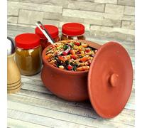 Handmade Clay Handi Unglazed Terracotta Curd Pot/Dahi Handi/Mitti Handi/Clay Pot with Lid - Traditional Earthen Cookware for Curry, Biryani, Khichdi, Curd & Serving - Available in 3 Sizes (Large)
