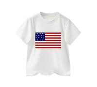 Handmade Clothes Kids Toddler Boys 4th of July T Shirts American Flag T Shirt Kids Patriotic Independence Day Short Sleeve Tops Boys Long Sleeve T Shirt, White, 3-4 Years