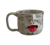 Handmade Coffee Mugs - 325ml Face Shaped Drinking Mug, 340g Brown Heat Resistant PP Material, 10.5x8x9cm Sculpture Texture Liquid Container, Sculpted Decorative Handle Beverage Cup | for Office Staff