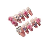 Handmade Coffin On Nails - Reusable False Nails with Full Application Kit | 10pcs Artisan-Crafted for Daily Wear(RGC8005,L)