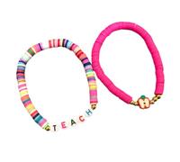 Handmade Colorful Bracelet Fruit Wooden Beads Teacher Appreciation Jewelry Accessories for Women Educators Wooden Apple Design, one size, as described