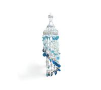 Handmade Conch Sea Shell Wind Chime - Nautical Hanging Decor with Natural Shells for Home, Garden, Living Room & Coastal Themes (Blue)
