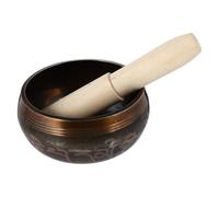 Handmade Copper Buddhist Singing Bowl for Meditation Rooms and Teachers | Deep Tones for Mindfulness Practice, Decorative Wood Accent, Percussion Stick Included, Desks and Shelves