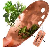 Handmade Copper Herb Stem Stripper - Herb Stripper Tool with 7 Hole Sizes - Shred & Catch Herbs & Greens - 5.5 x 3.5 In. Herb Stripper Bowl-Shaped Herb Cutter Tool - Household Essentials by Ash Harbor