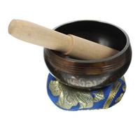 Handmade Copper Singing Bowl with Wood Rod for Meditation | Golden Ancient Look, Cotton Cushion and Mallet Included, Decorative Display for Chakras and Therapy Rooms Random Color Style