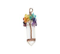Handmade Copper Wire Wrapped Healing Crystal Tree of Life Chakra Pendant (Clear Quartz)