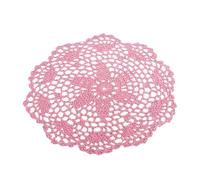 Handmade Cotton Crochet Doily Round Lace Vintage Coaster Table Vase Mat Placemat Home Decor Craft 20cm (Pink, One Size)