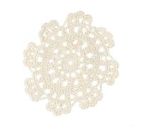 Handmade Cotton Crochet Lace Placemat for Dining Table - Beige Round Table Pad Hollow-Out Retro Pastoral Doily Cover Machine Washable 13 or 25 or 35 or 45 Cm Diameter(13CM)