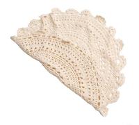 Handmade Cotton Crochet Lace Placemat Round Doily Table Cover Decorative Mat Hollow Out Pastoral Style Dining Protector for Home Restaurant Cafe Shop Beige(45cm)