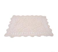 Handmade Cotton Crochet Lace Tablecloth Rectangle Shape for Small Table Use 40x60cm Vintage Style Decorative Cover for Home and Cafe (Beige)