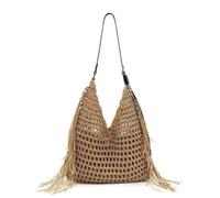 Handmade Cotton Crochet Mesh Tote Bag for Women with Tassel | Large Knit Boho Shoulder Bag with Inner Pouch | Summer Beach Holiday Travel Essential
