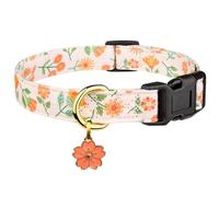 Handmade Cotton Dog Collar, Cute and Distinctive Patterns, Pink Sunflower with Pendant, Cute Dog Collar for Small Medium Large Dogs Girls Dogs