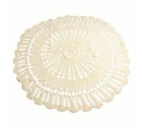 Handmade Cotton Lace Round Tablecloth, Crochet Doily Placemat with Openwork Design, Vintage Style Table Decor for Home Wedding and Dining, European Style Lace Mat(Beige 75-80cm)