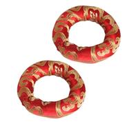 Handmade Cotton round Singing Bowl Cushion 2pcs Red Base | Yoga Use, On-the-go Carry, Supports Sound Bowl and Tibetan Singing Bowl