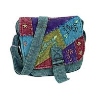 Handmade Cotton shoulder bag, Messenger Style multicolor, hand work Cross body bag. Boho Hobo Bag., Turquoise, 11x11x2.5 inch
