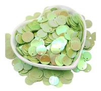 Handmade Craft Sequins 10-30mm Paillettes PVC Flat Round, Weight 20g Wedding DIY Loose Sequins with Holes for Sewing(Light Green,30mm)