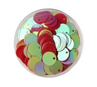 Handmade Craft Sequins 10g PVC Round Loose Sequins Diameter 10-30mm, Flat Craft with Side Hole for Clothing(Red,30x500mm)