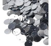 Handmade Craft Sequins Round Edge Loose Large Sequins with Side Holes，DIY Decoration Materials Pre-Punched 20g(Silver,20mm)