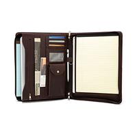 Handmade Crazy-Horse Leather Padfolio Portfolio Case Business Organizer Tablet Folio Folder, Letter Size Notepad,Zippered Closure, Gift for Women & Men (Dark Brown Upgraded Version, Non-Custom)